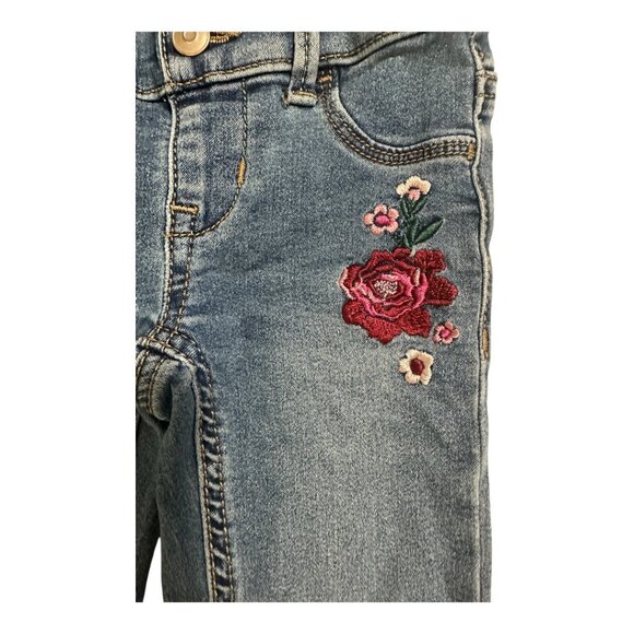 Wonder Nation Girls Jeggings | Size XS (4โ5) | Floral Embroidered Denim - Picture 3 of 4